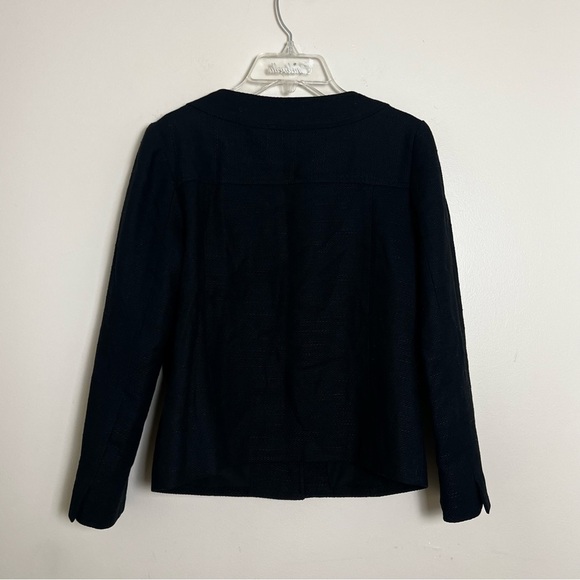 Banana Republic Black Cotton and Linen Career Jacket Size 0 Wardrobe Staple - Picture 2 of 10